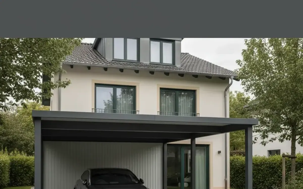 Carport aus Aluminium vor einem Haus