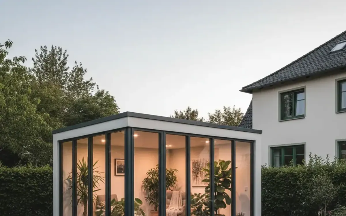 Gartenzimmer mit großen Glasflächen