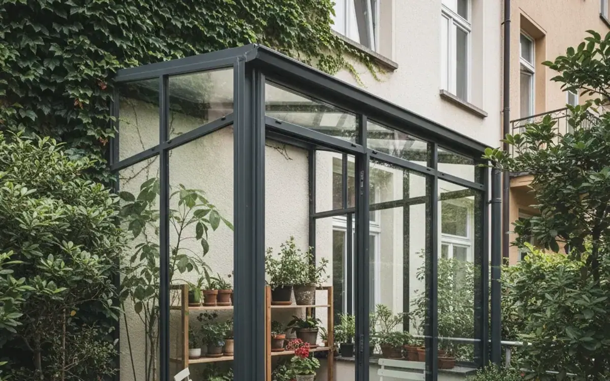 Kleiner Wintergarten mit Pflanzen