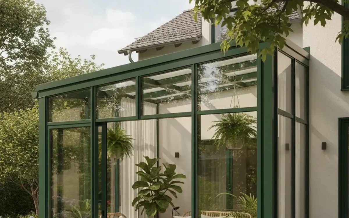 Sommergarten mit Pflanzen und Sitzplatz