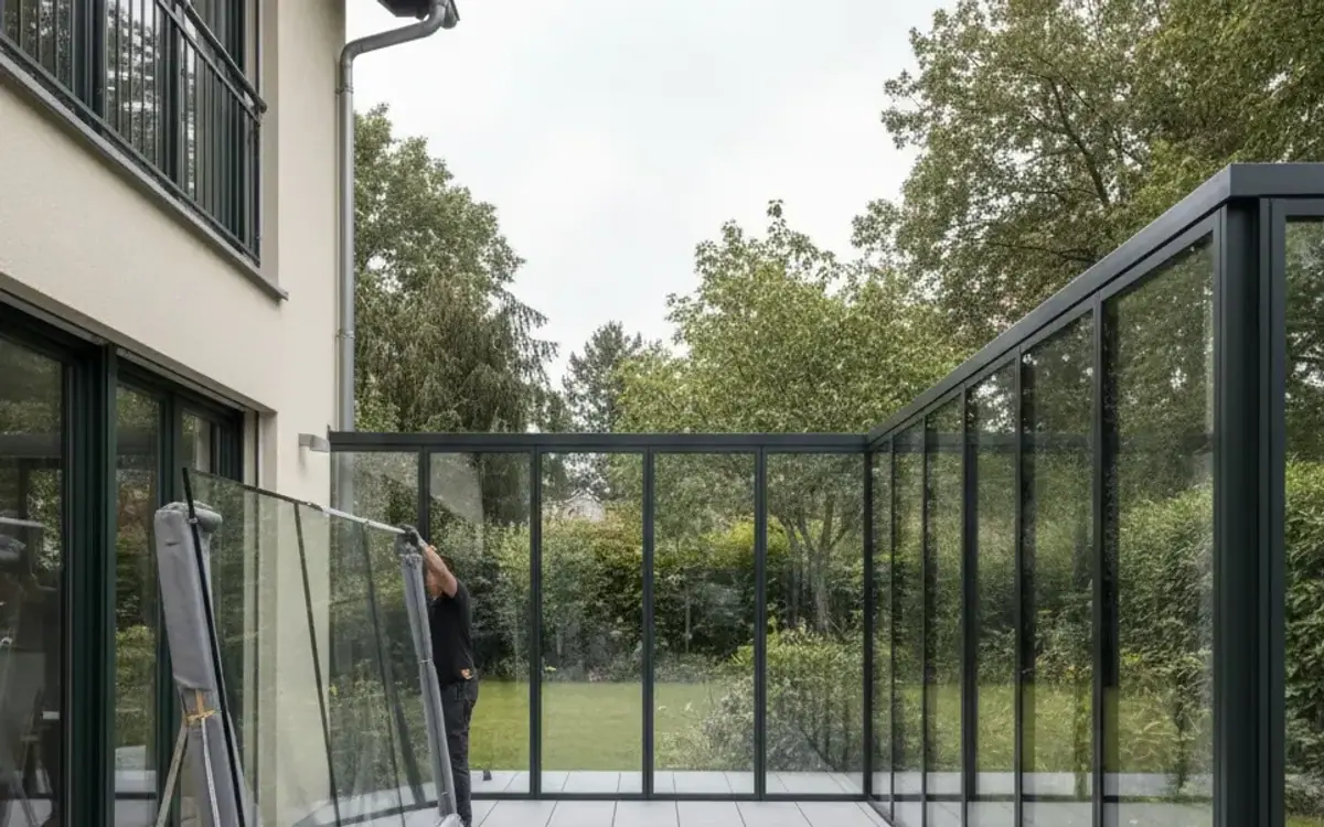 Montage einer Terrassenverglasung