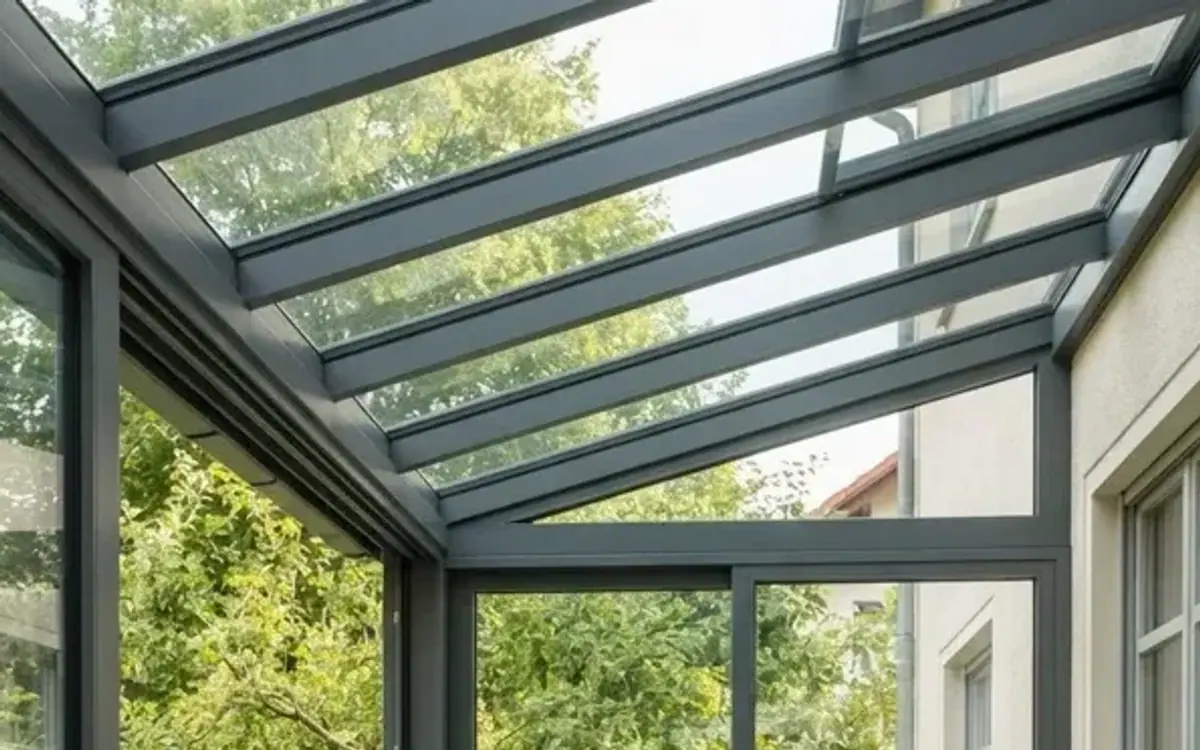 Wintergarten mit Zementfliesen und Bistrotisch