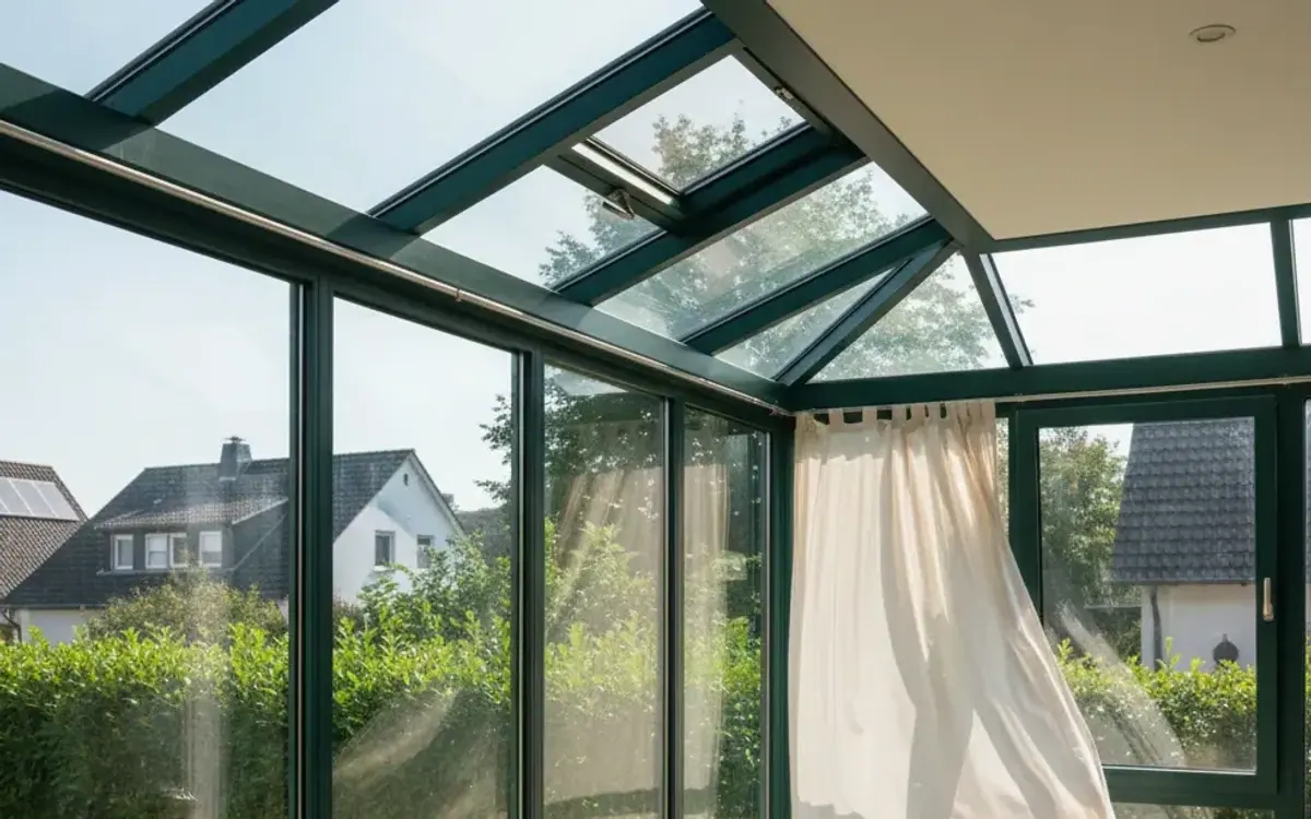 Wintergarten mit geöffneten Elementen zur Lüftung